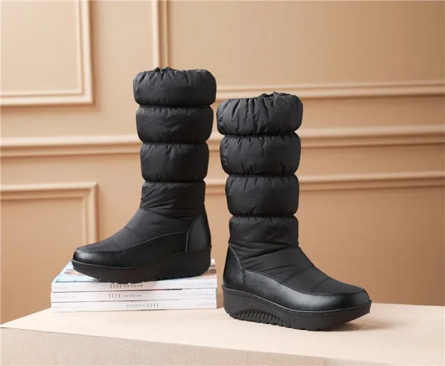 Round Toe Female Snow Boots Side Zipper Platforms
