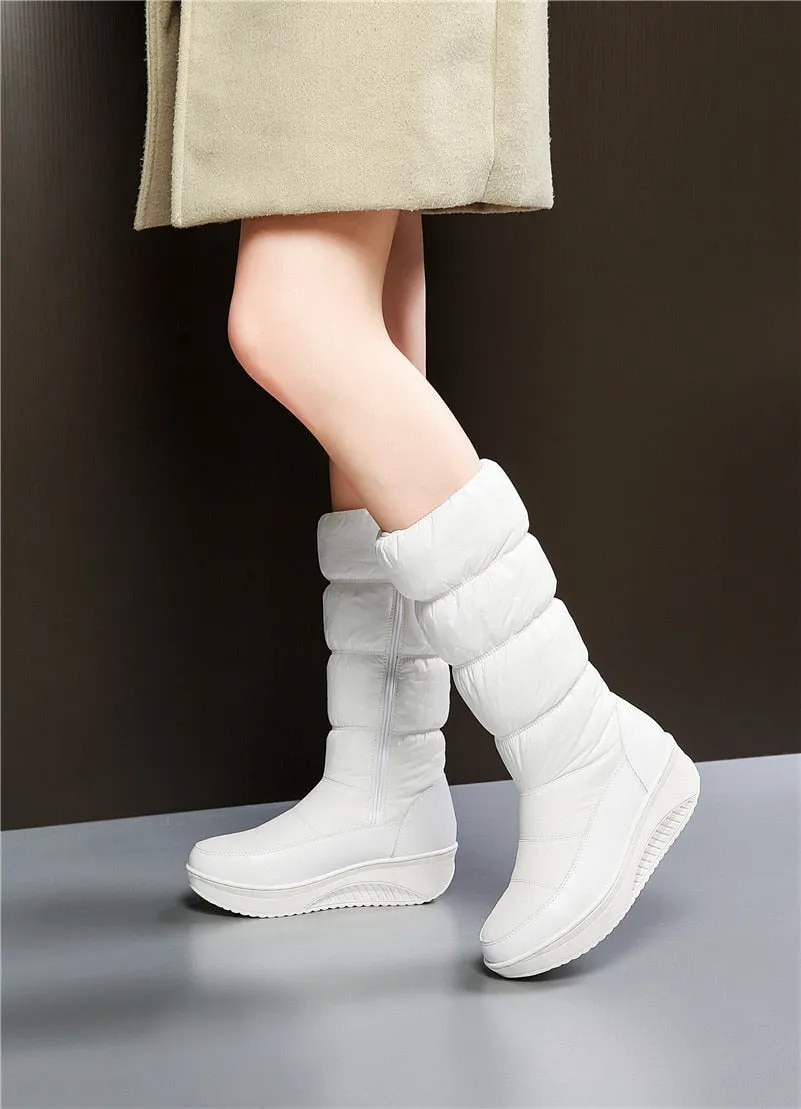 Round Toe Female Snow Boots Side Zipper Platforms