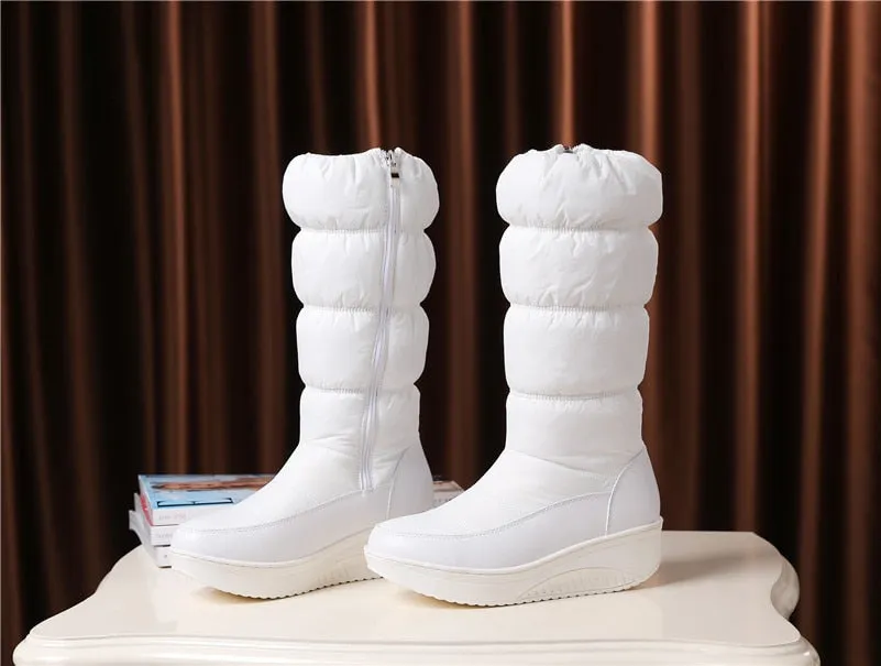 Round Toe Female Snow Boots Side Zipper Platforms