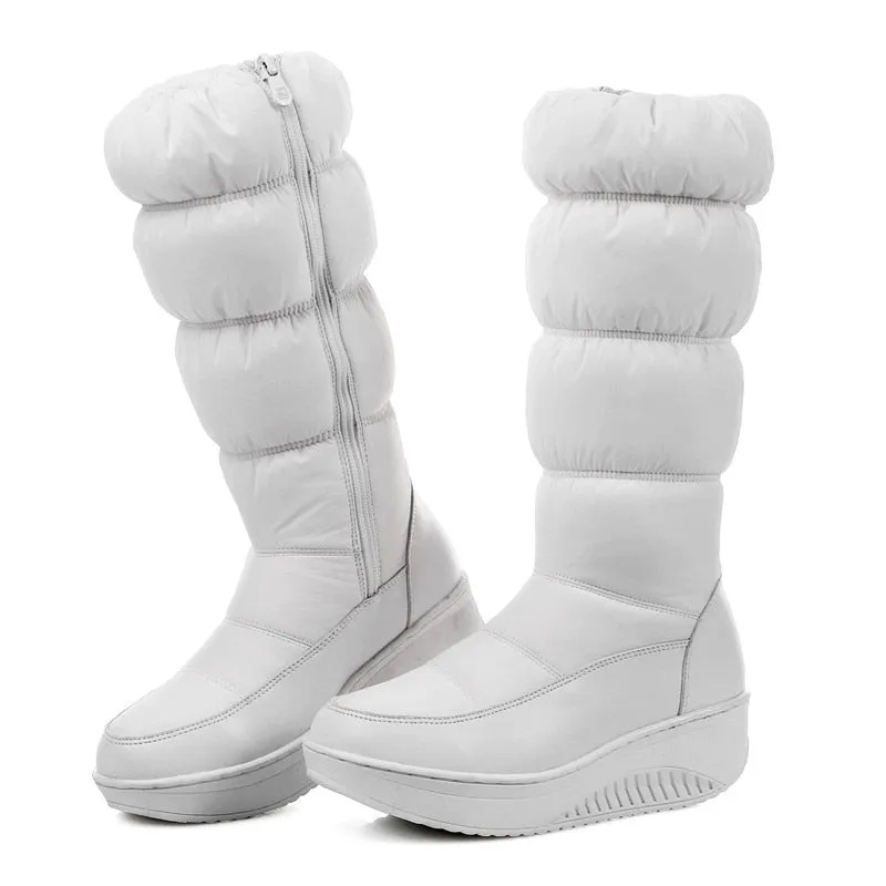 Round Toe Female Snow Boots Side Zipper Platforms