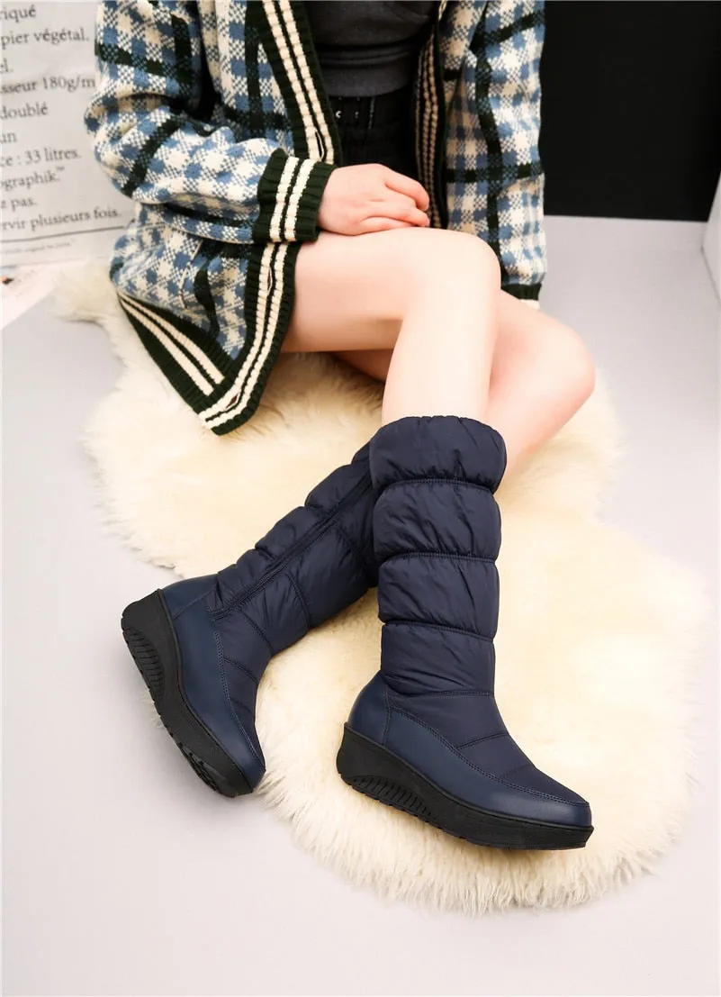Round Toe Female Snow Boots Side Zipper Platforms
