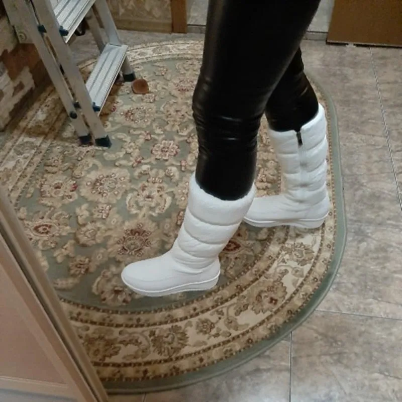 Round Toe Female Snow Boots Side Zipper Platforms