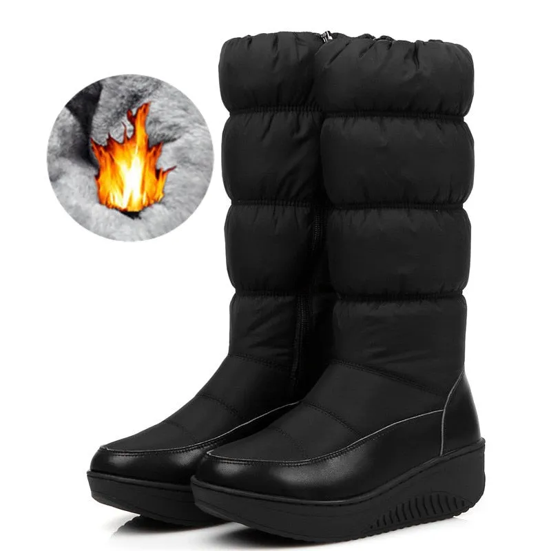 Round Toe Female Snow Boots Side Zipper Platforms
