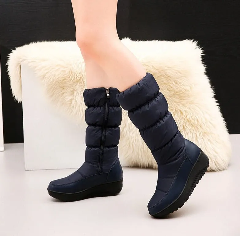 Round Toe Female Snow Boots Side Zipper Platforms