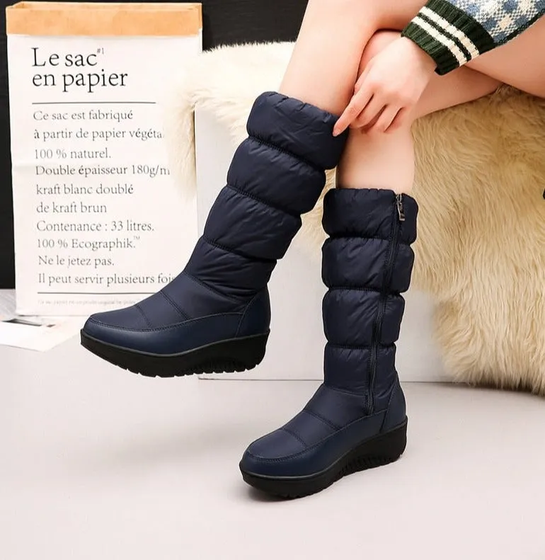 Round Toe Female Snow Boots Side Zipper Platforms