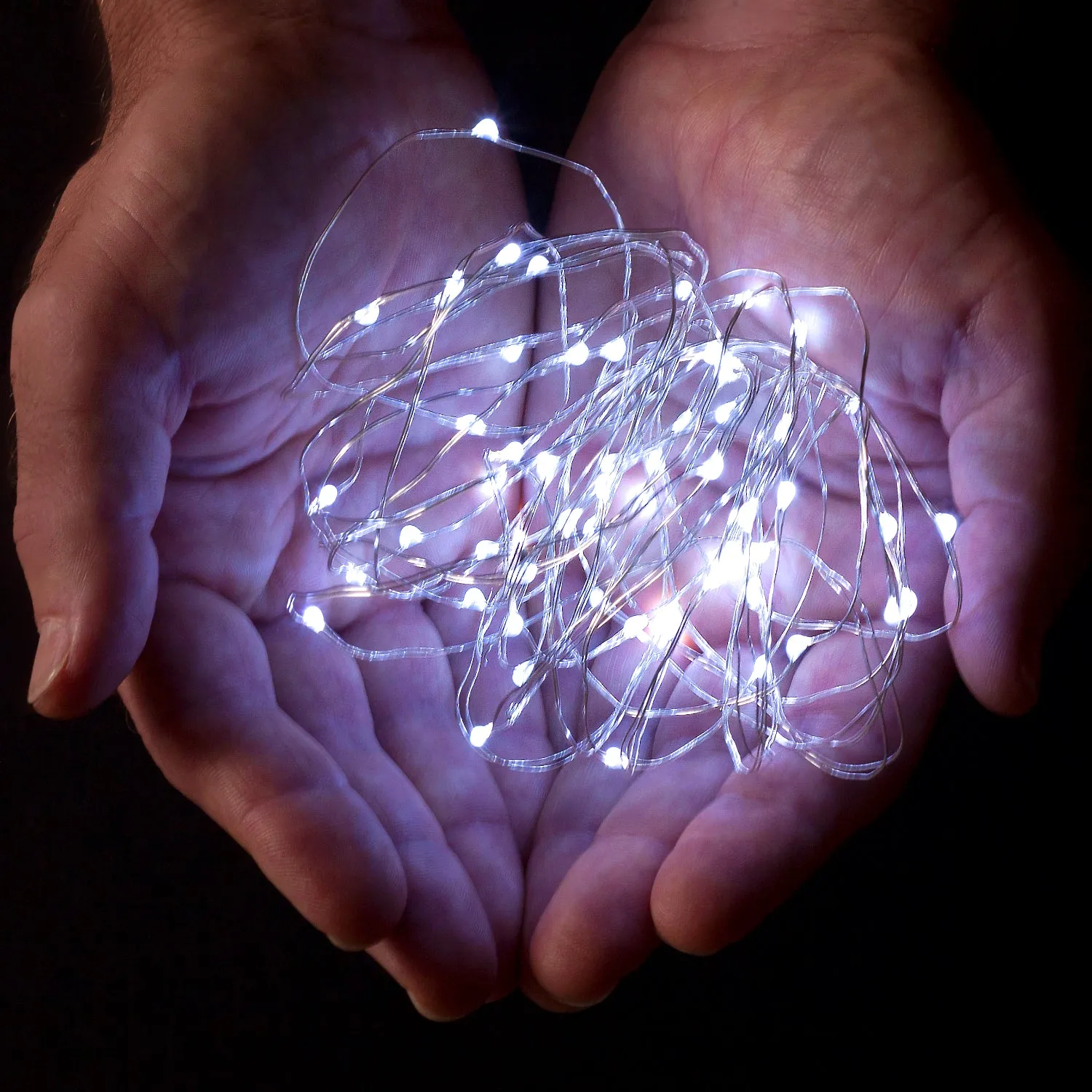 RTGS 30 Cold White Color LED String Lights Batteries Operated on 9.5 Feet Silver Color Wire with Timer