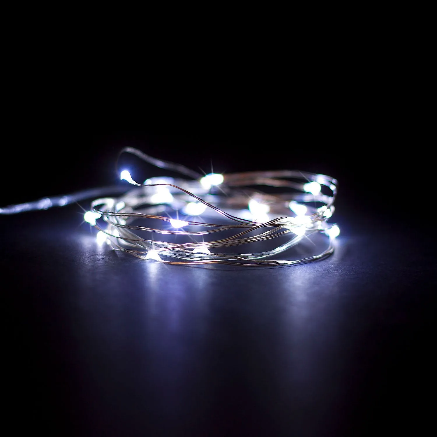 RTGS 30 Cold White Color LED String Lights Batteries Operated on 9.5 Feet Silver Color Wire with Timer