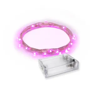 RTGS 30 Pink Color LED String Lights Batteries Operated on 9.5 Feet Silver Color Wire with Timer