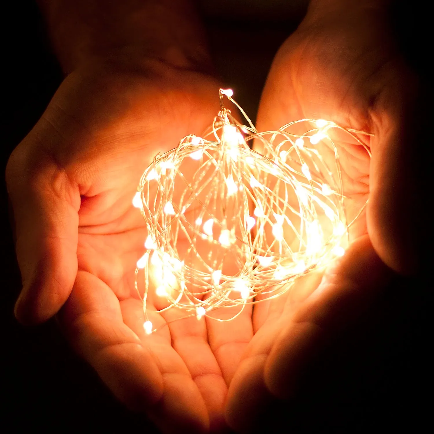 RTGS 30 Warm White Color LED String Lights Batteries Operated on 9.5 Feet Silver Color Wire with Timer