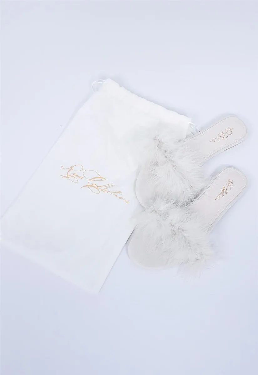 Rya Bridal Feather Slippers