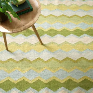 Safety Net Green Woven Wool Rug