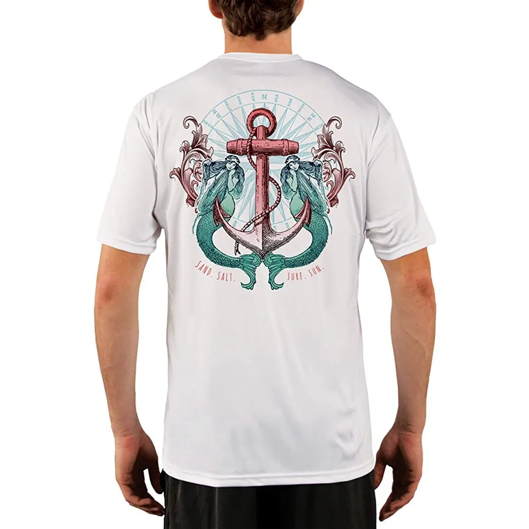 SAND.SALT.SURF.SUN. Sailing Vintage Mermaid Ladies Men's UPF 50  UV Sun Protection Performance Short Sleeve T-Shirt
