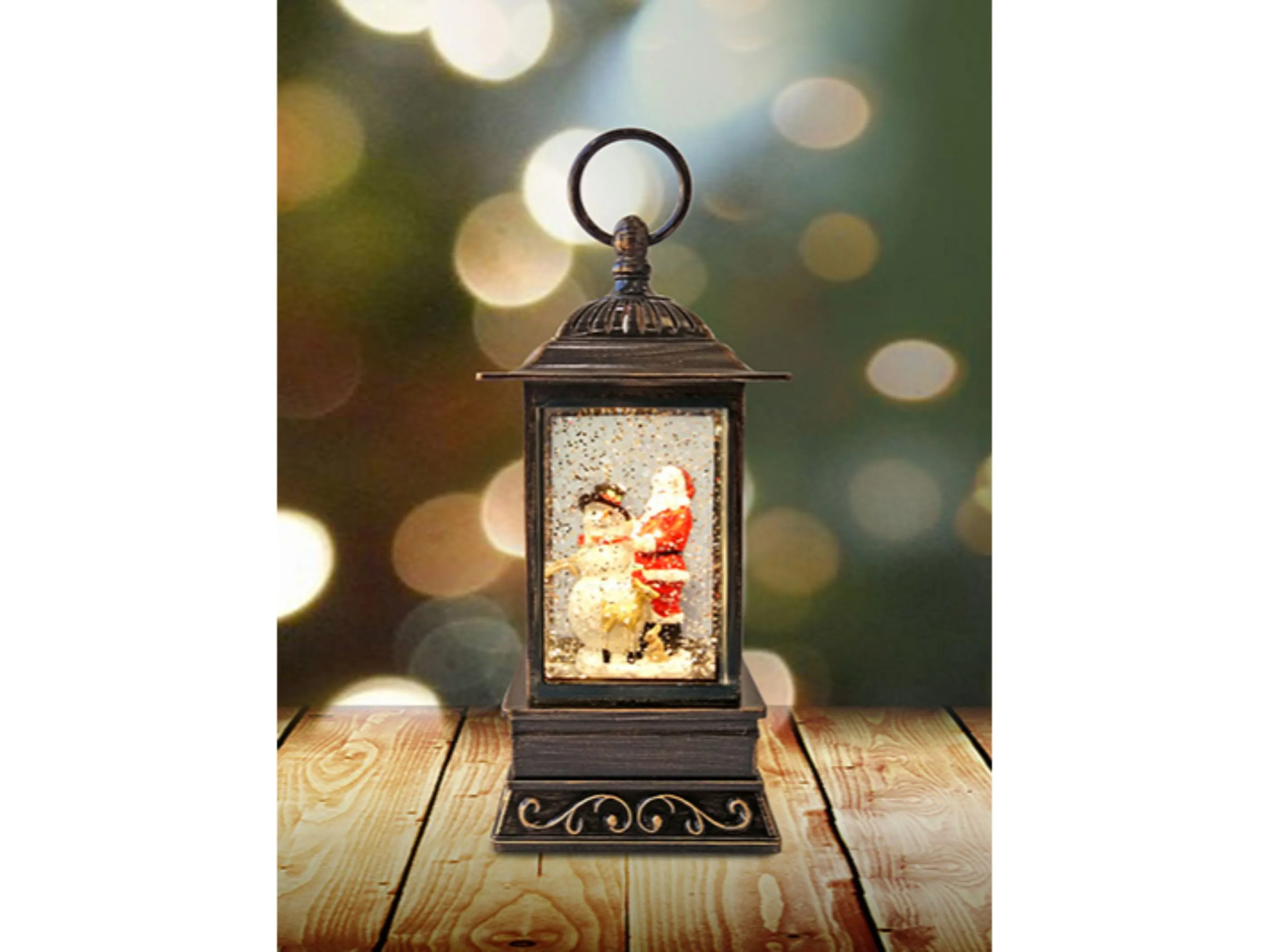 Santa & Friends Glitter Lantern w/LED 10.5"