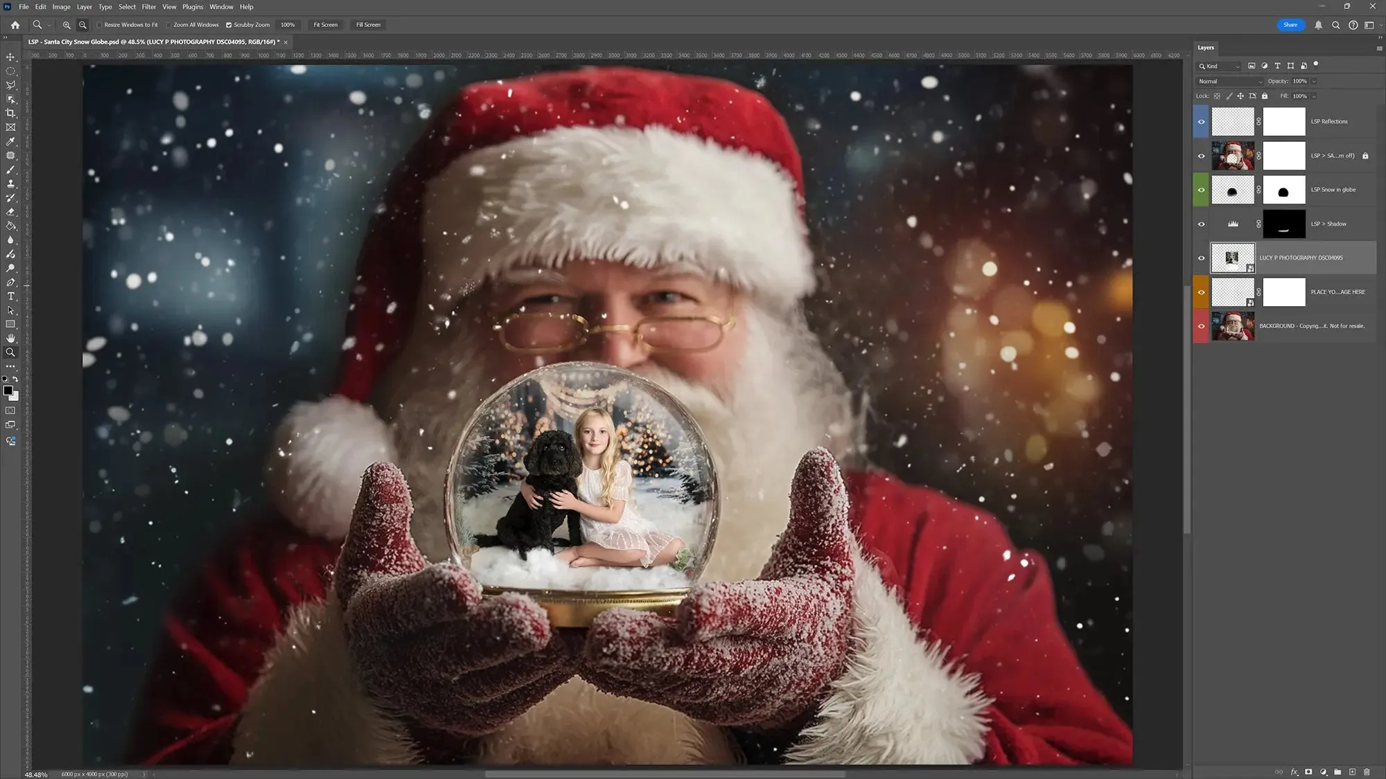 Santa's Snow Globe Digital Backgrounds V2