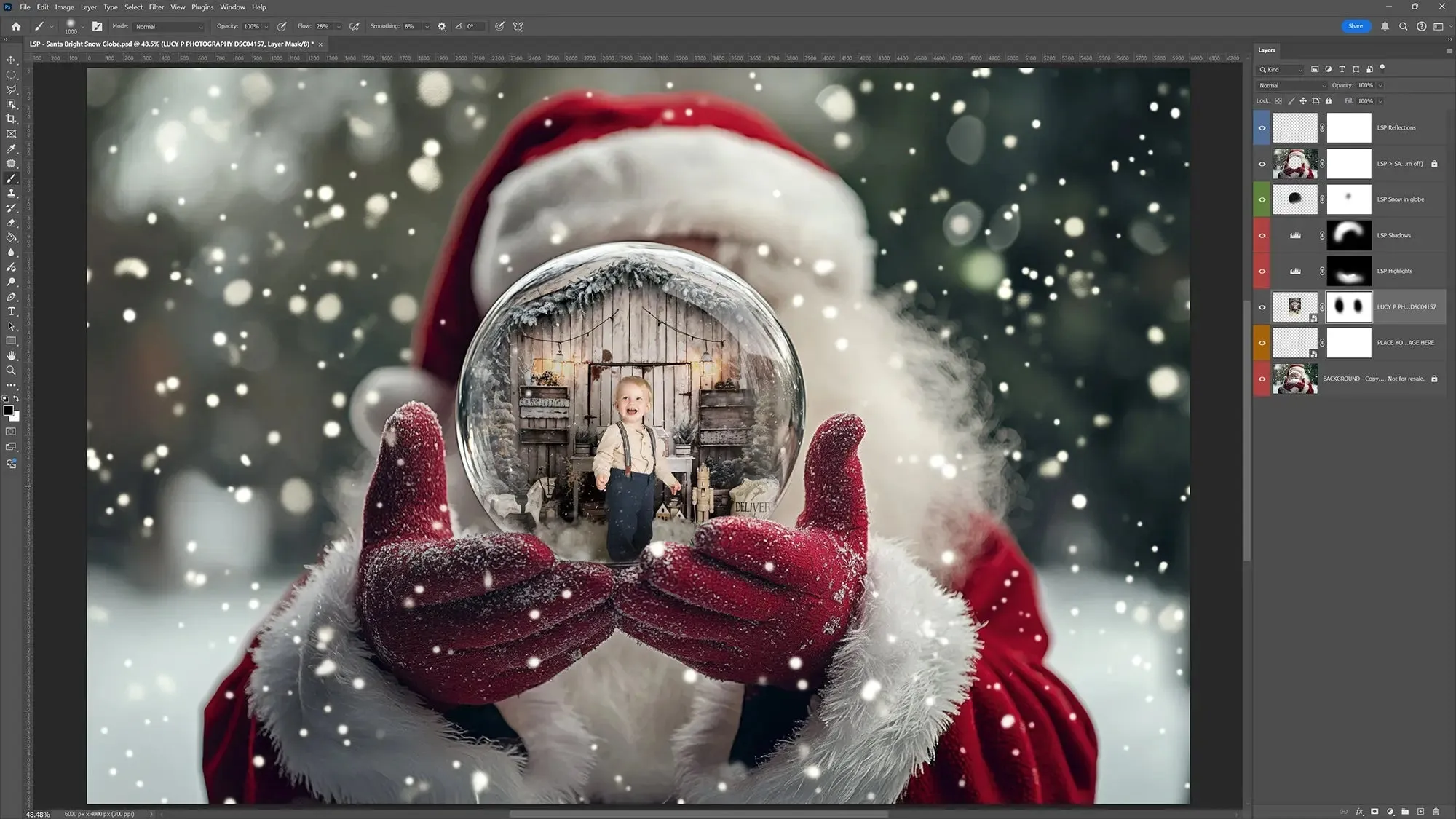 Santa's Snow Globe Digital Backgrounds V2
