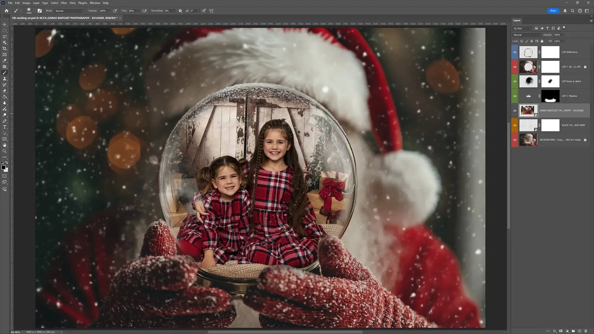 Santa's Snow Globe Digital Backgrounds V2