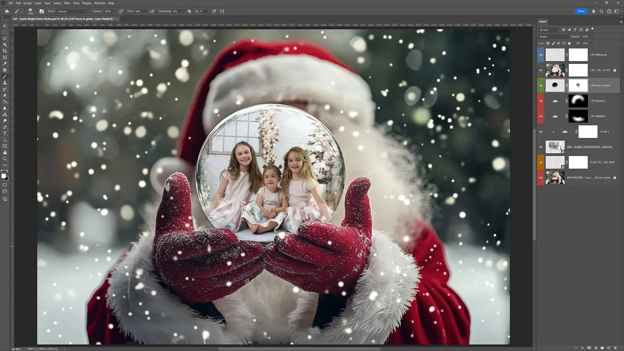 Santa's Snow Globe Digital Backgrounds V2