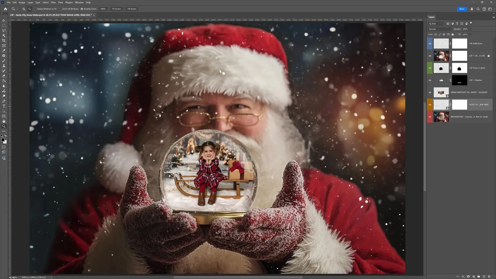 Santa's Snow Globe Digital Backgrounds V2