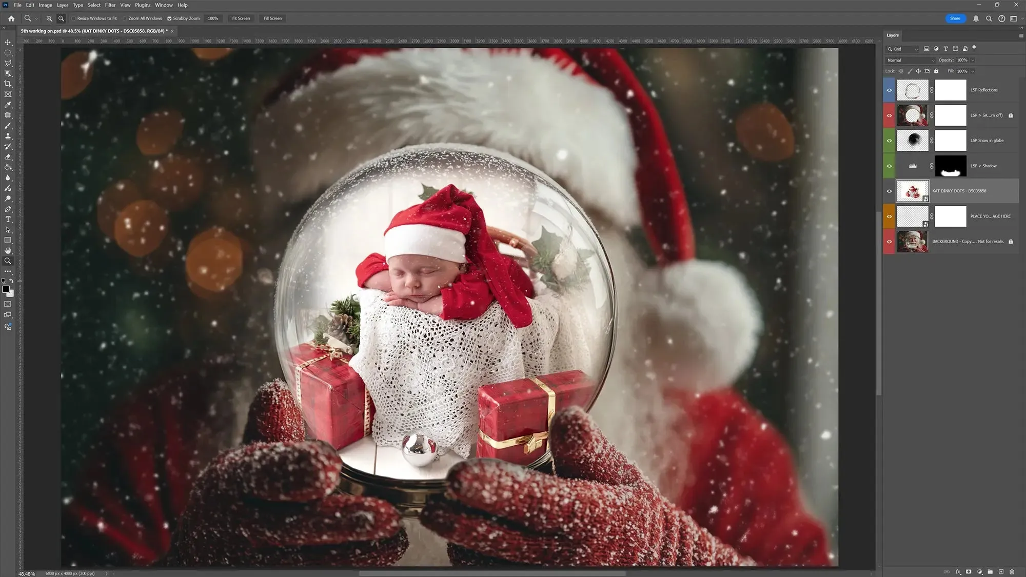 Santa's Snow Globe Digital Backgrounds V2