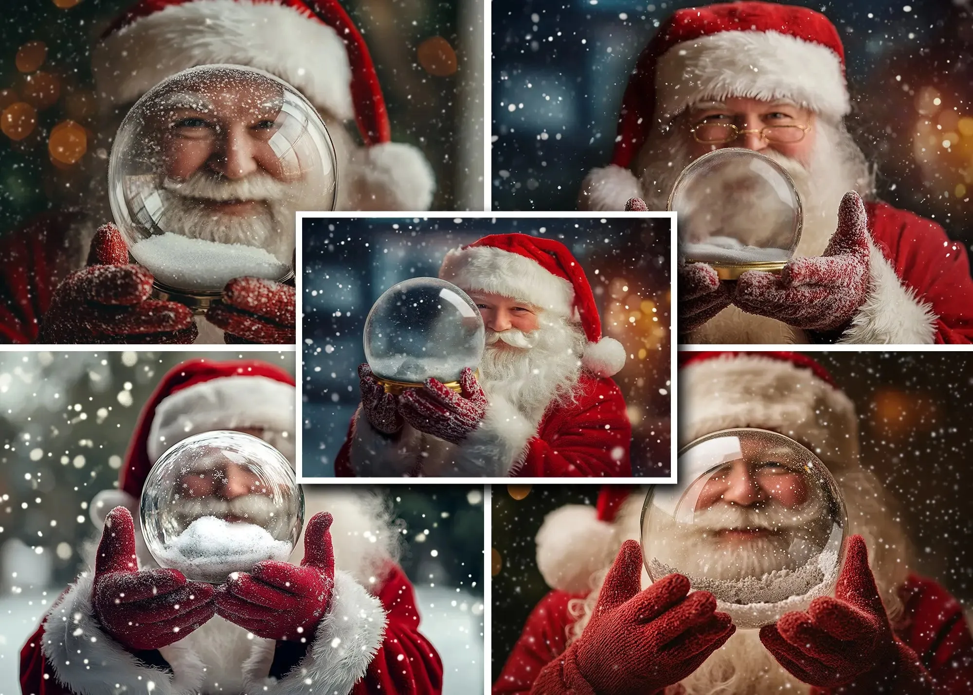 Santa's Snow Globe Digital Backgrounds V2