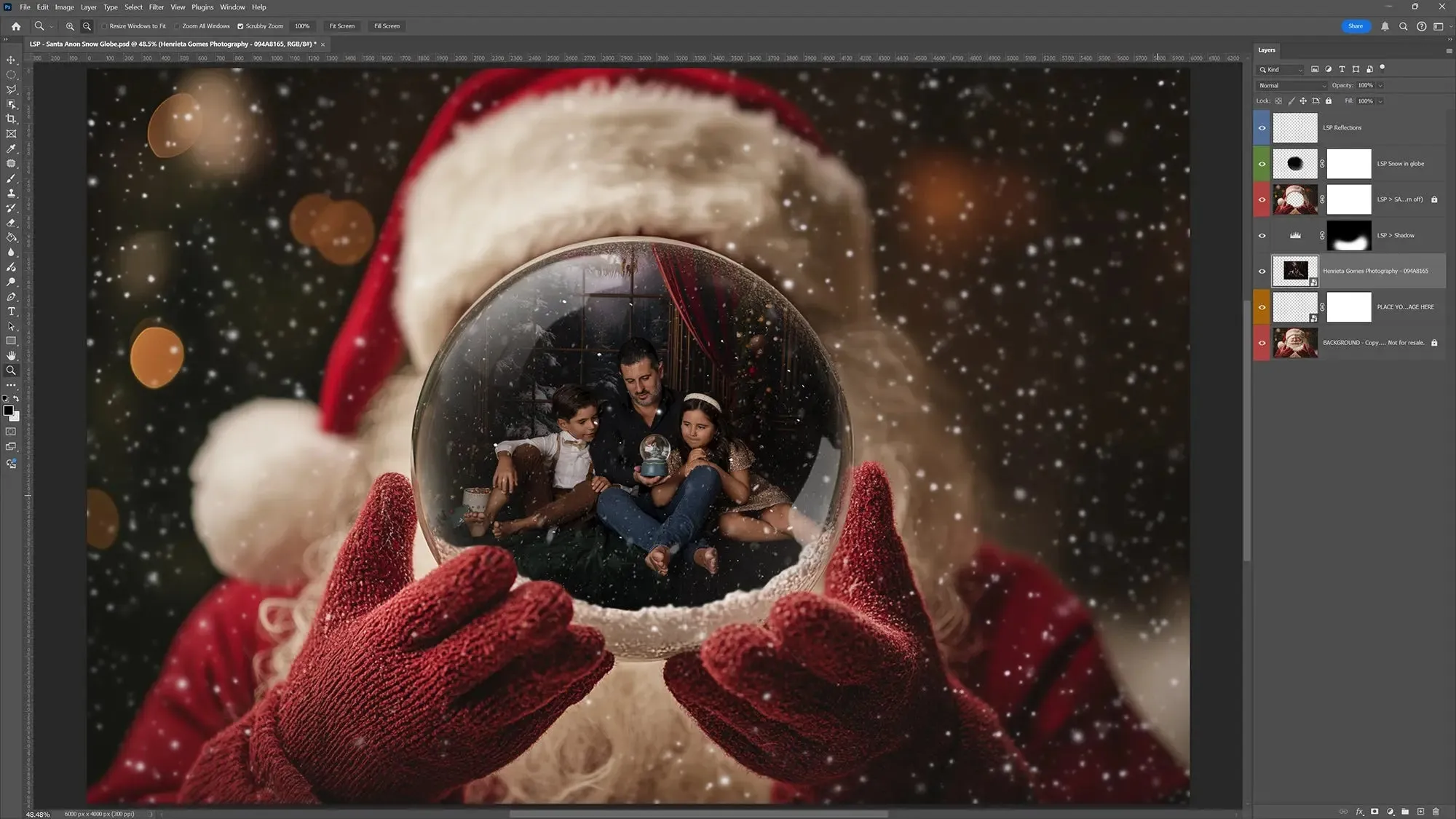 Santa's Snow Globe Digital Backgrounds V2