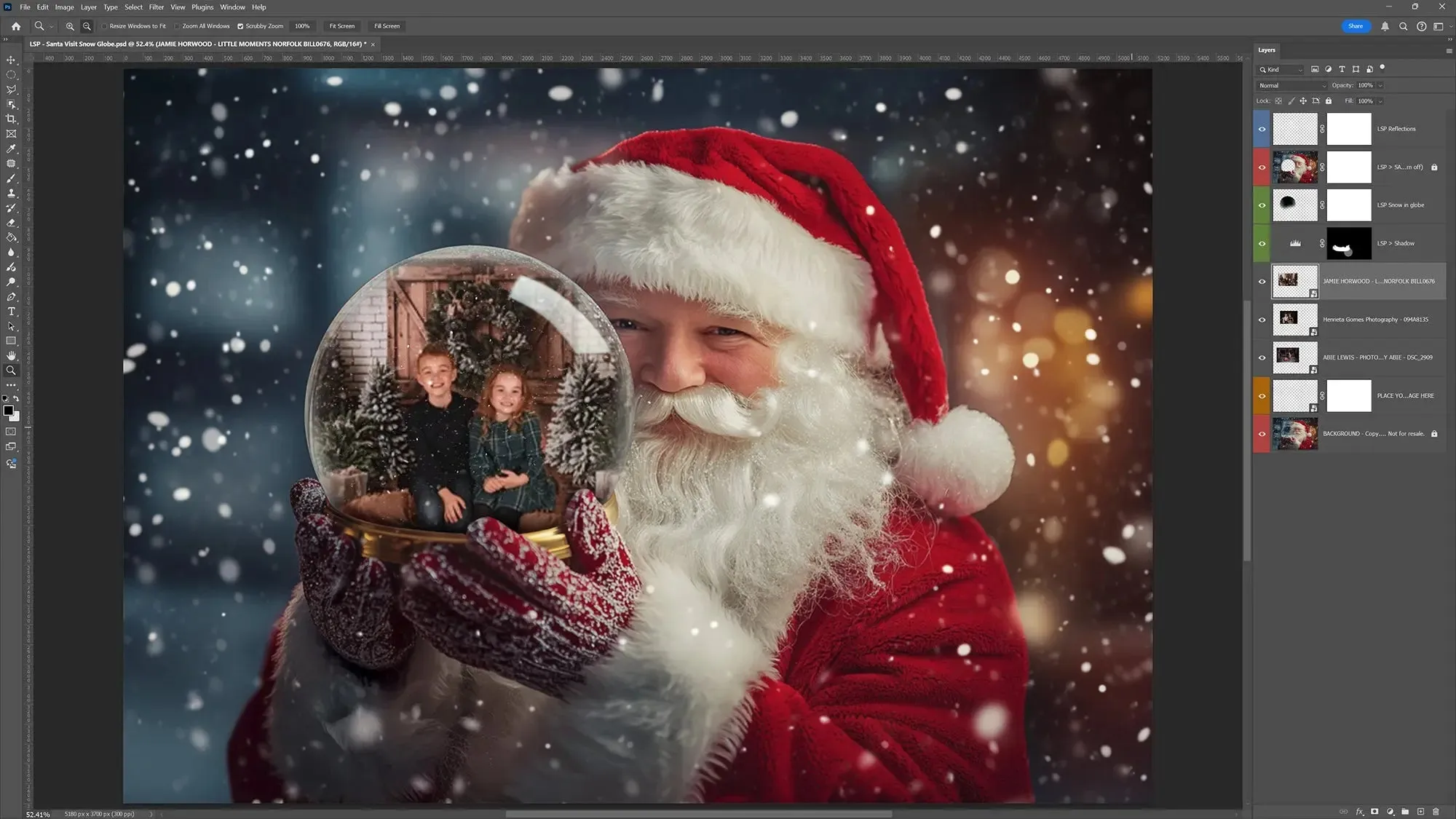 Santa's Snow Globe Digital Backgrounds V2
