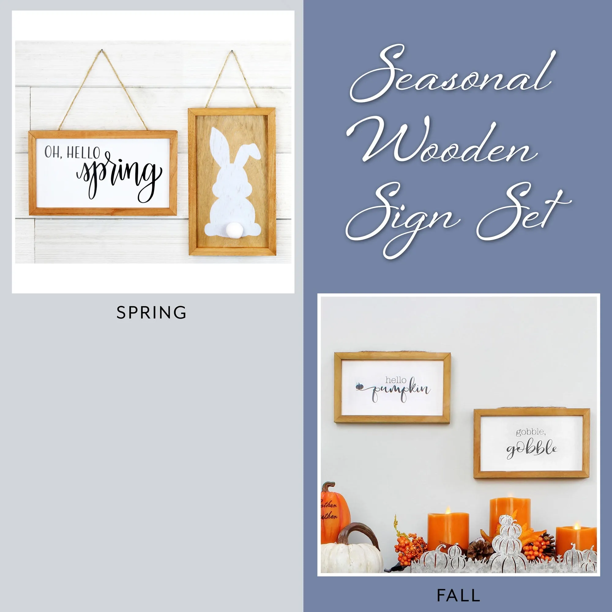 Seasonal Decor Theme Wood Signs (Set of 2)