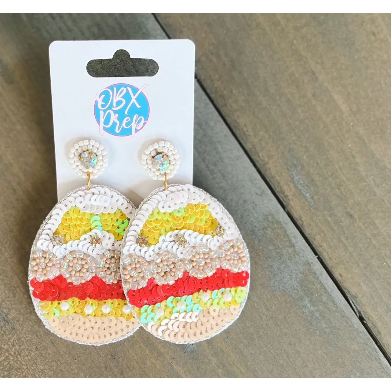 Sequin Easter Egg Dangle Earrings