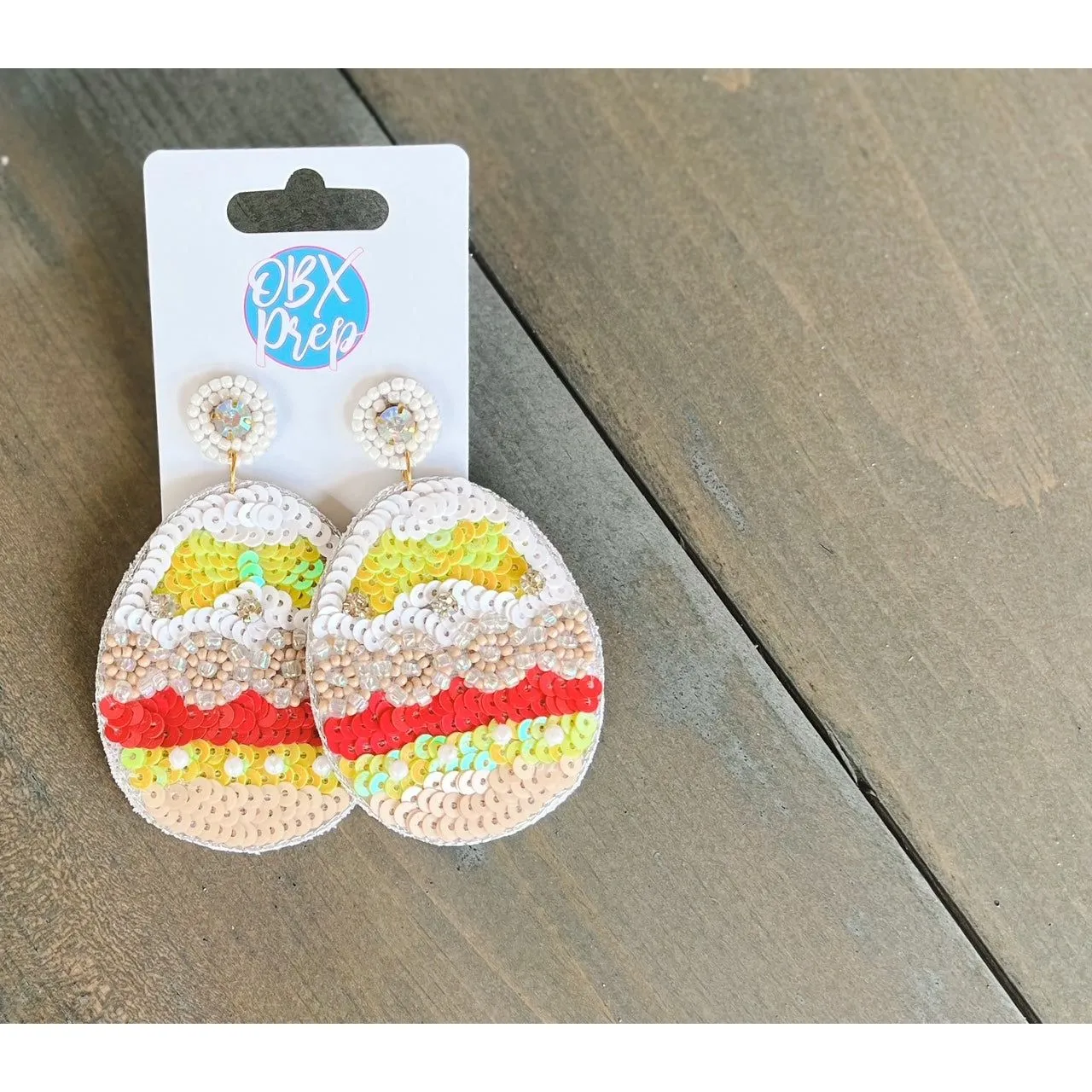 Sequin Easter Egg Dangle Earrings