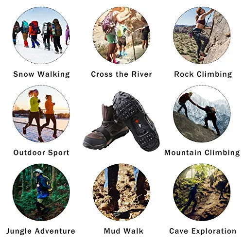 Shaddock Fishing Ice Cleats for Shoes and Boots, Ice Snow Traction Cleats Crampons for Men Women Kids Winter Walking on Ice and Snow Anti Slip Overshoe Stretch Footwear (Size L)