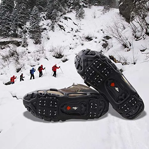 Shaddock Fishing Ice Cleats for Shoes and Boots, Ice Snow Traction Cleats Crampons for Men Women Kids Winter Walking on Ice and Snow Anti Slip Overshoe Stretch Footwear (Size L)