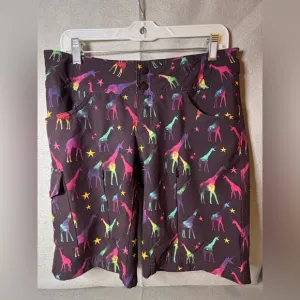 SHREDLY Women’s Size 4 Cargo Mountain Biking Shorts Bright Animal Print EUC