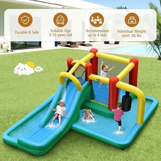 Slide Water Park Climbing Bouncer Pendulum Chunnel Game without Air-blower - Col