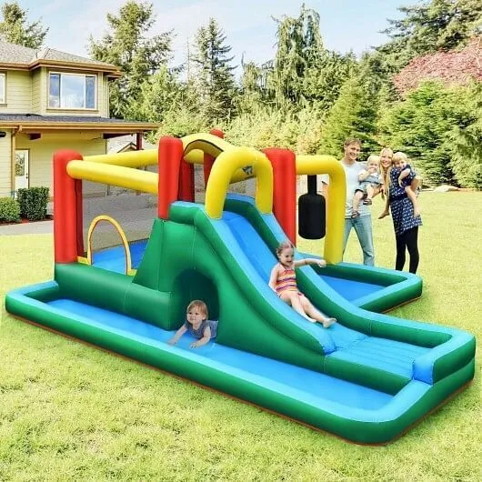 Slide Water Park Climbing Bouncer Pendulum Chunnel Game without Air-blower - Col
