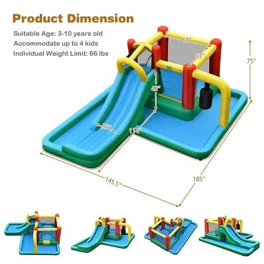 Slide Water Park Climbing Bouncer Pendulum Chunnel Game without Air-blower - Col
