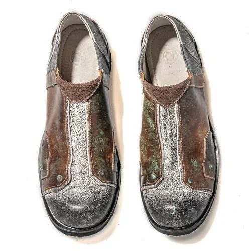 Slip-on handmade retro round toe men's and women's leather shoes