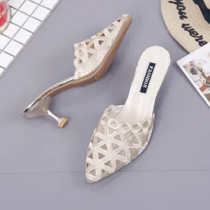 Slippers female 2019 summer fashion wild pointed high-heeled sandals and slippers