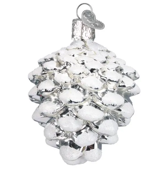 Snow-Capped Silver Snowy Cone Ornament
