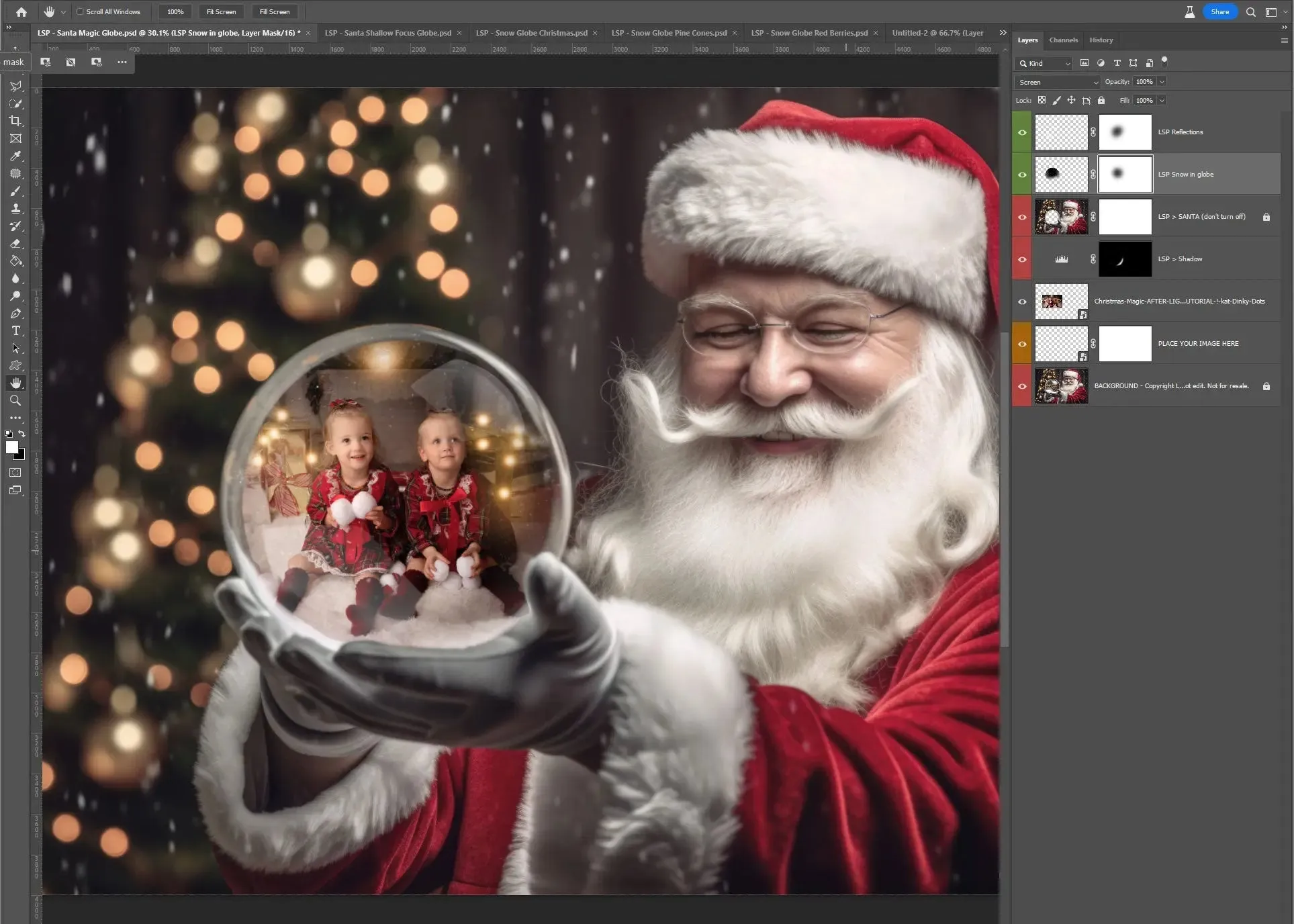 Snow Globe Christmas Digital Backgrounds V1