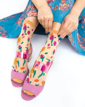 SOCK CANDY "DITSY FLORAL" SHEER SOCKS