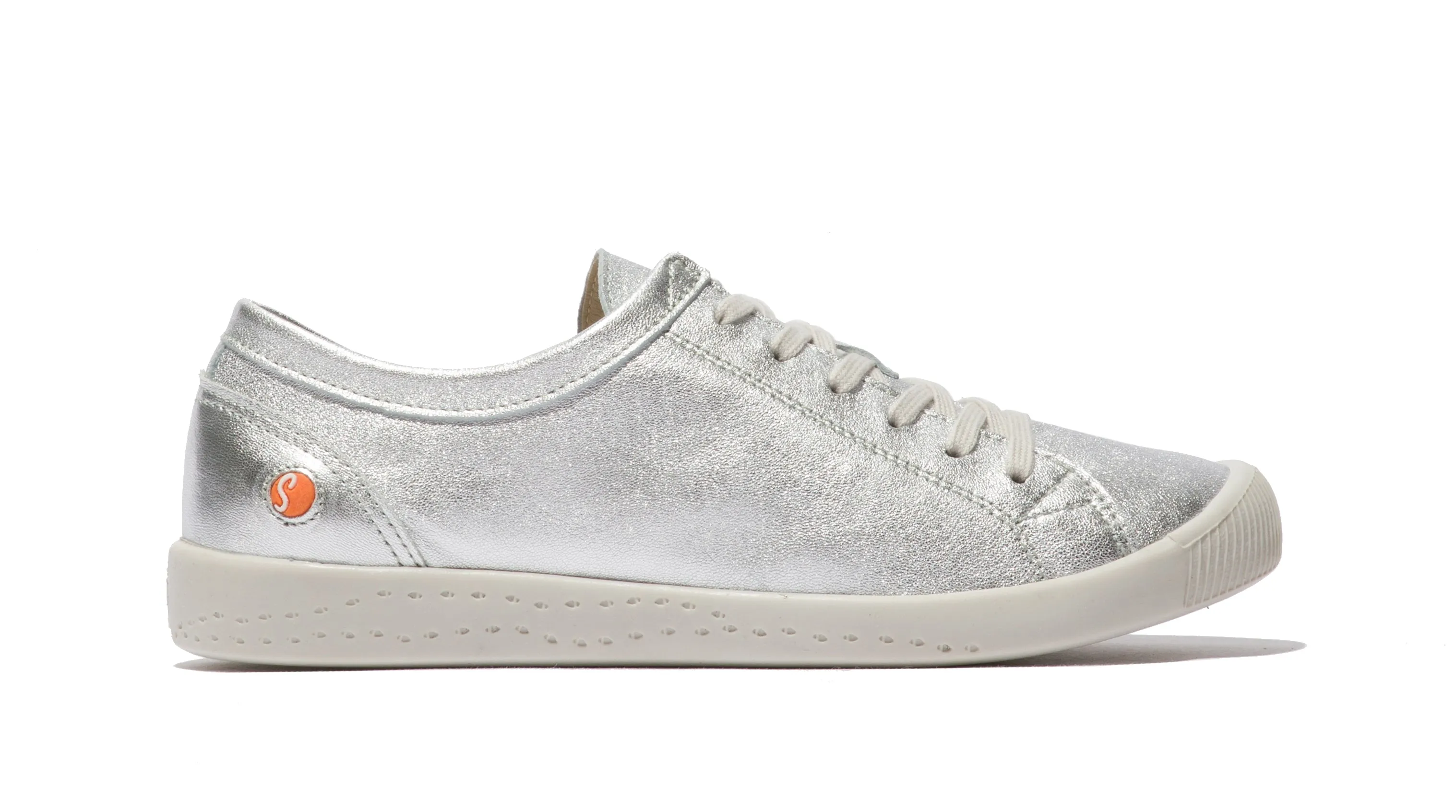 Softinos ISLA lace up leather sneaker SILVER