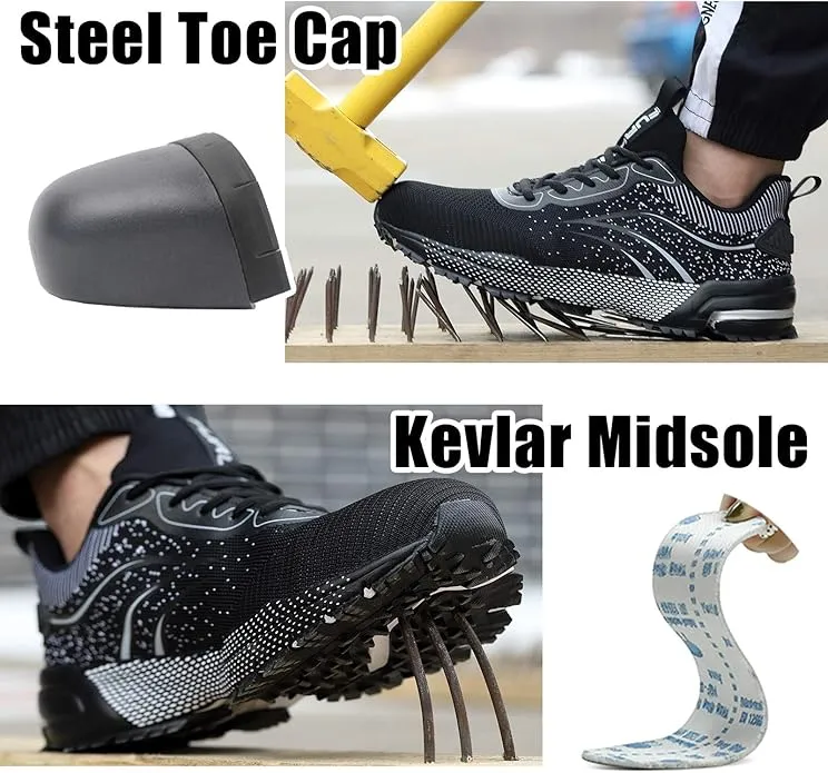 Splatter Punch - Lightweight Steel Toe Safety Shoes for Men and Women – Comfortable Steel Toe Sneakers for Warehouse, Industrial, and Work Environments