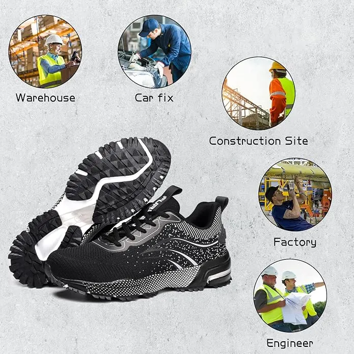 Splatter Punch - Lightweight Steel Toe Safety Shoes for Men and Women – Comfortable Steel Toe Sneakers for Warehouse, Industrial, and Work Environments