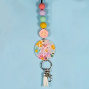 Spring Fling Floral Acrylic Lanyard