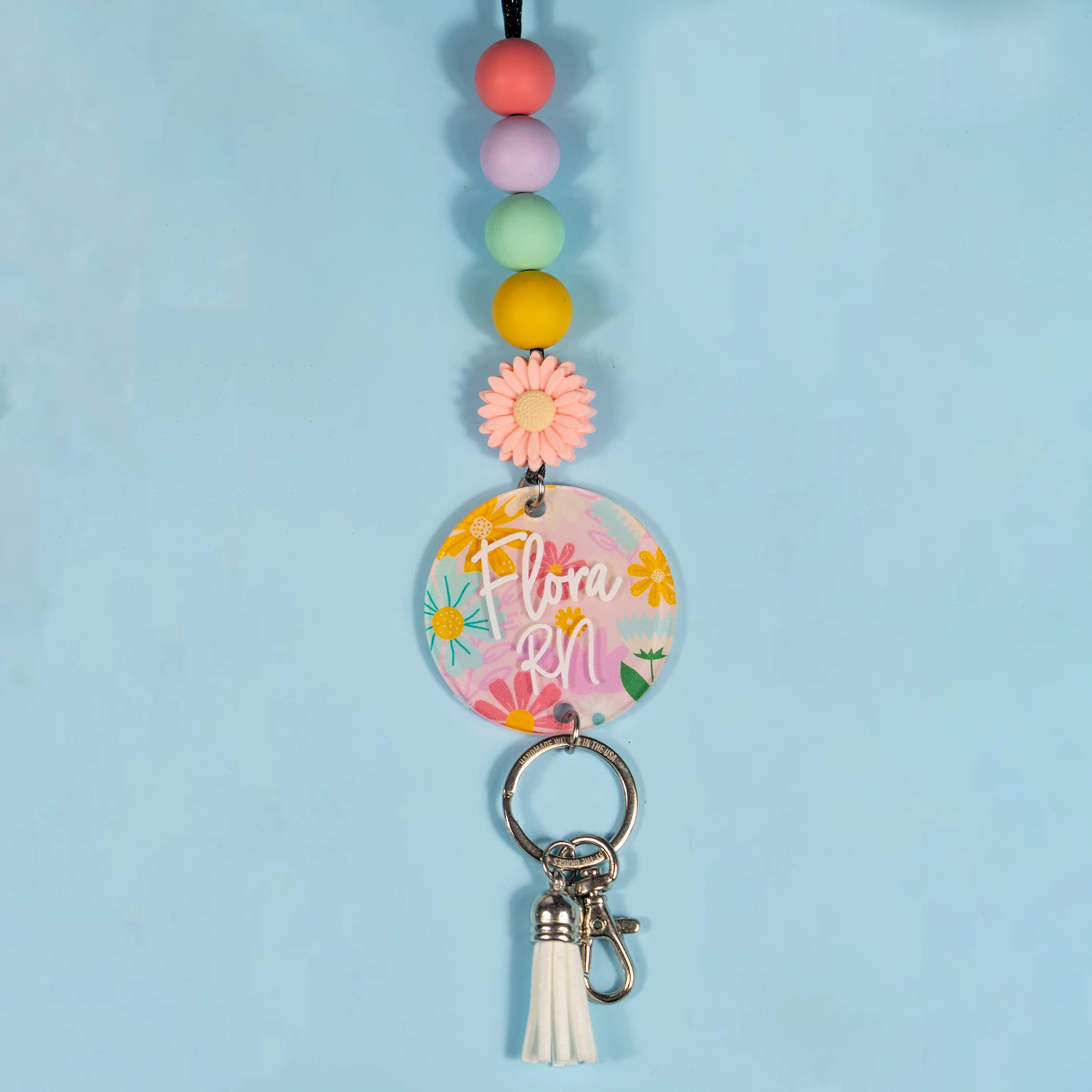 Spring Fling Floral Acrylic Lanyard