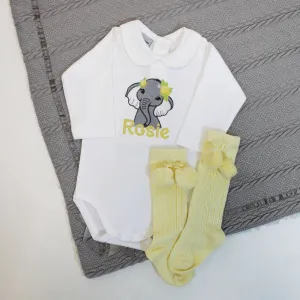 Spring Floral Animal Embroidered Personalised Babygrow - Various Animals