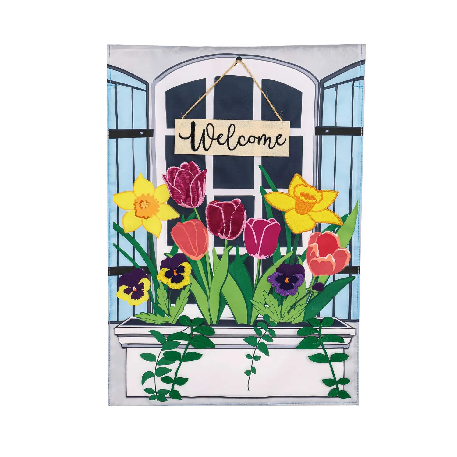 Spring Window Box Garden Applique Flag,169230
