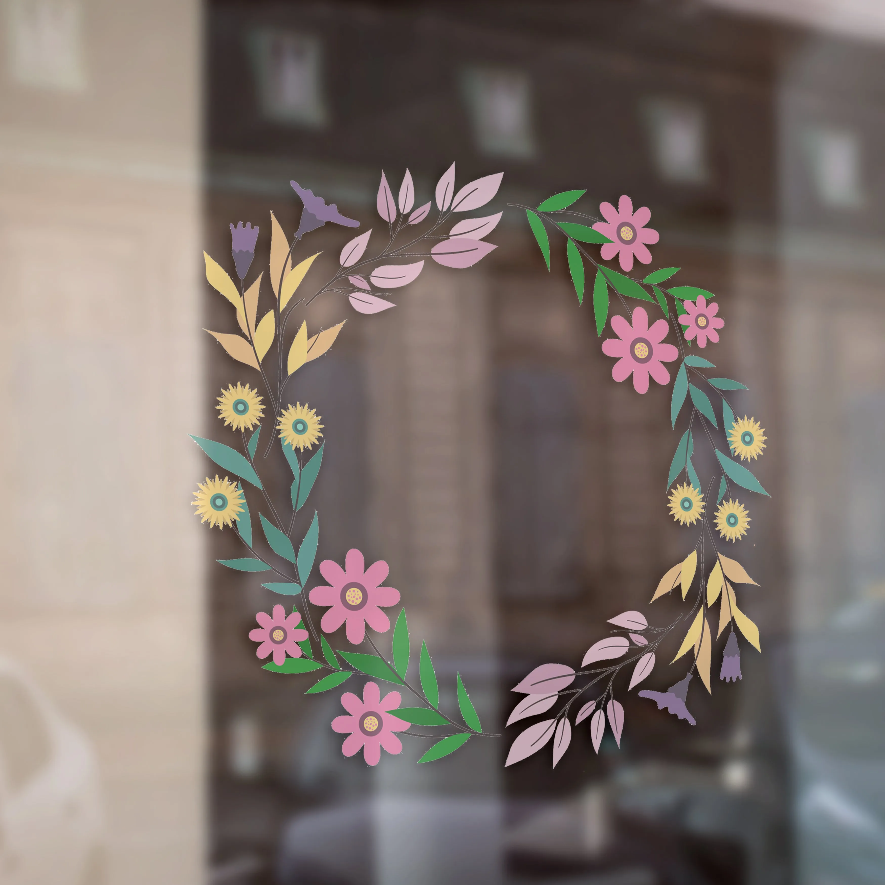 Spring Wreath Retail Shop Window Sticker Vinyl