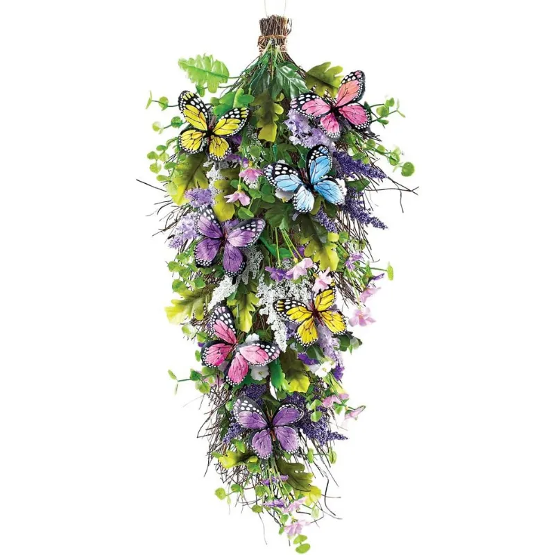Springtime Floral Butterfly Swag For Seasonal Decor