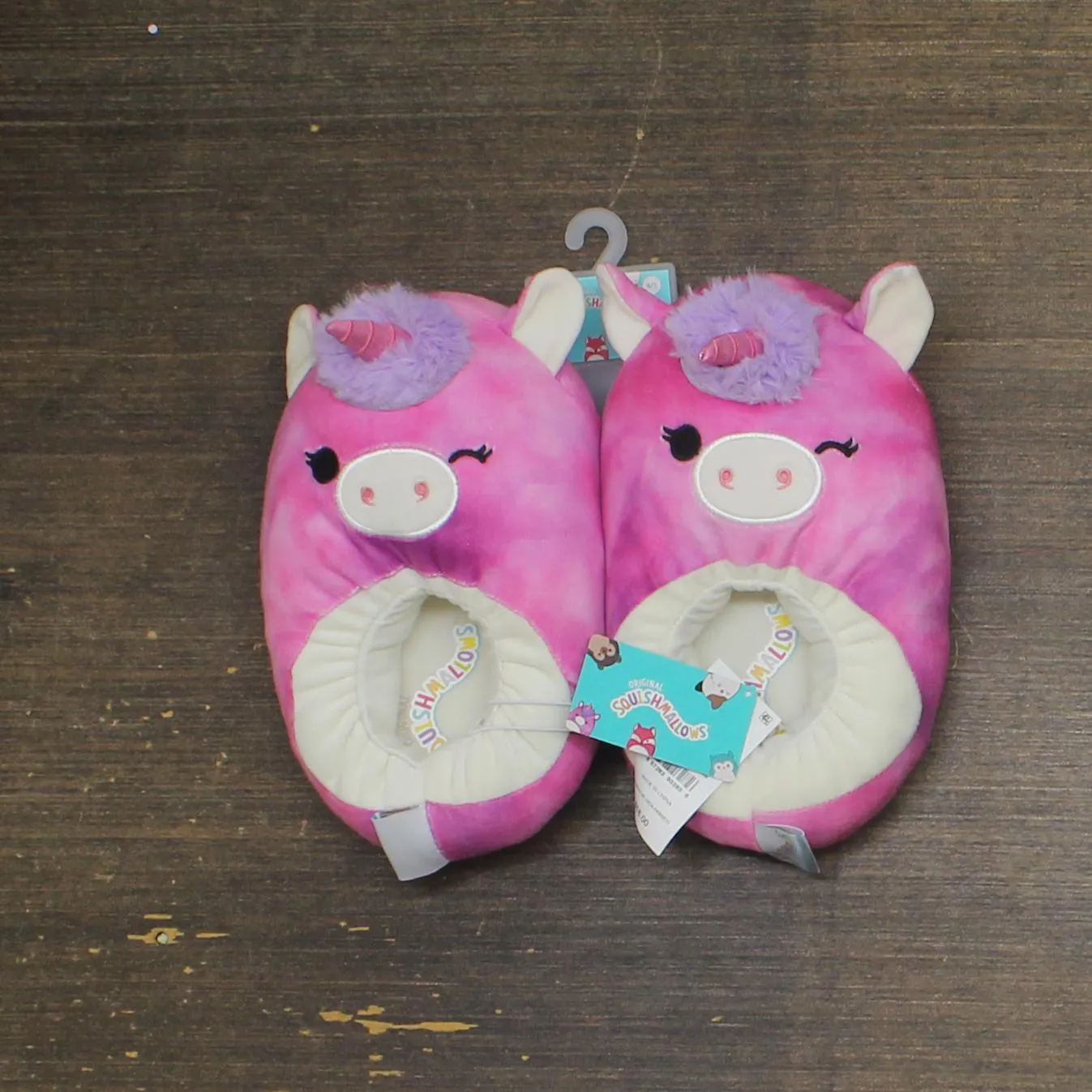 Squishmallows Kids Girls Lola the Unicorn Plush Slippers Berry Purple XL (4-5)